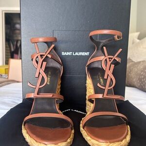 Saint Laurent Cassandra Espadrille Wedge Sandals